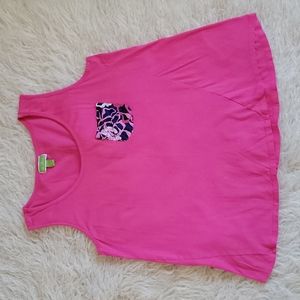 Vera Bradley Pattern Pocket Front Sleeveless Top Size Large